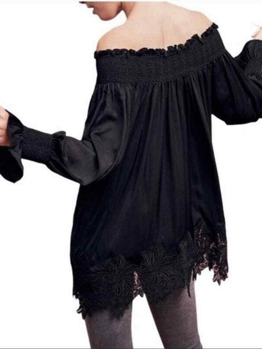 Eri + Ali | Anthropologie Vettora Crochet Trim Off The Shoulder Tunic Medium